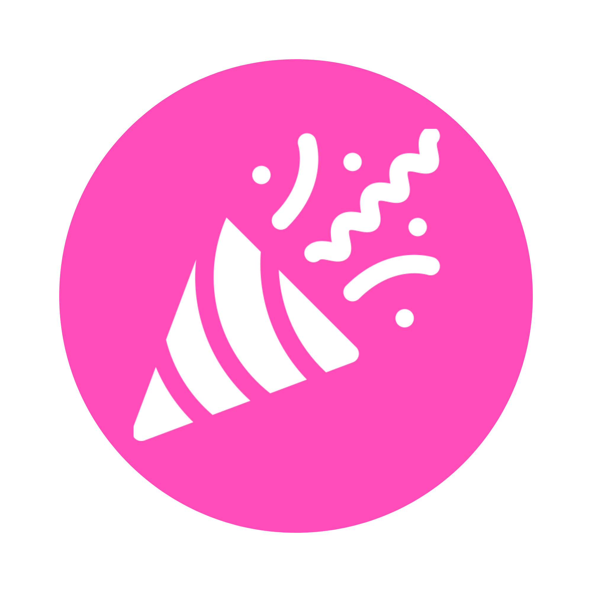 Pink circle with abstract white lines and dots