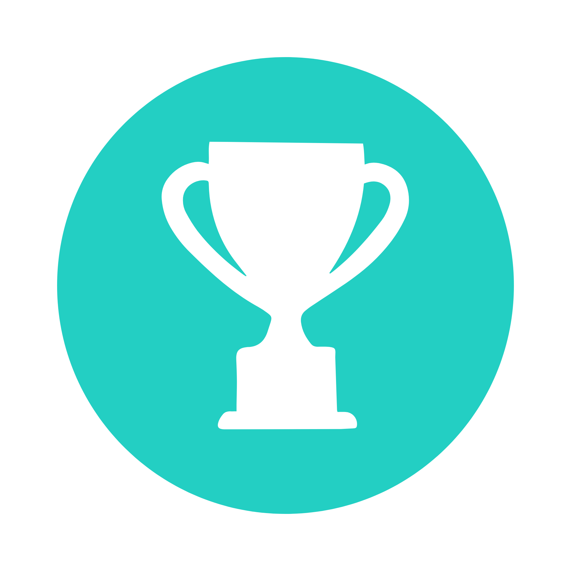 Illustration of a white trophy cup being held by two hands against a teal circular background.