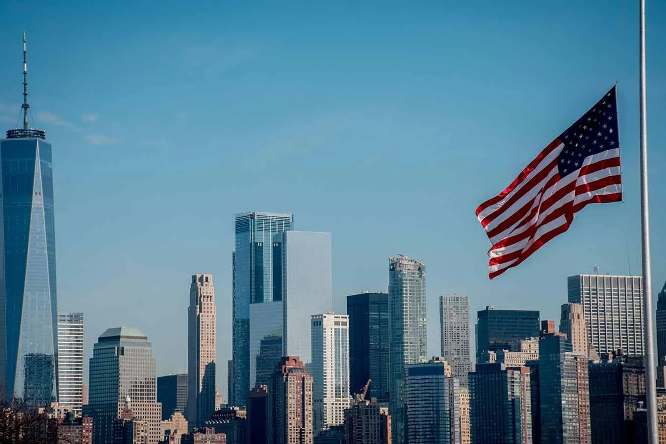 city skyline in the united states of America and morning in New York