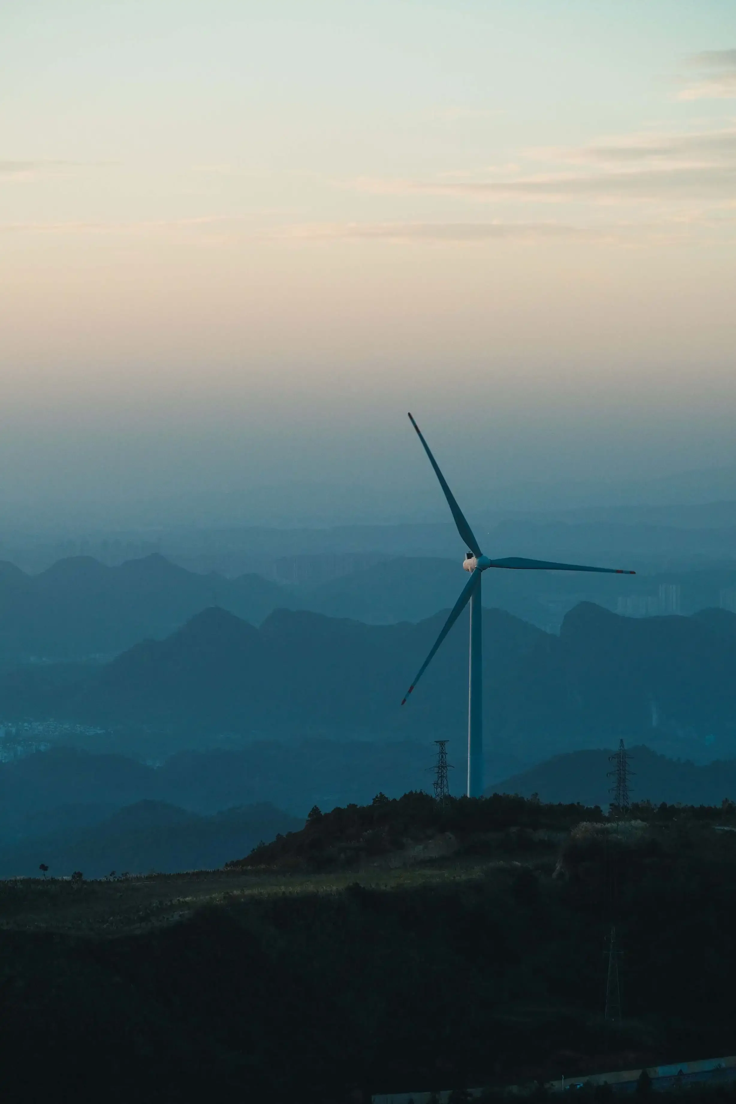 Wind turbine energy source and power lines