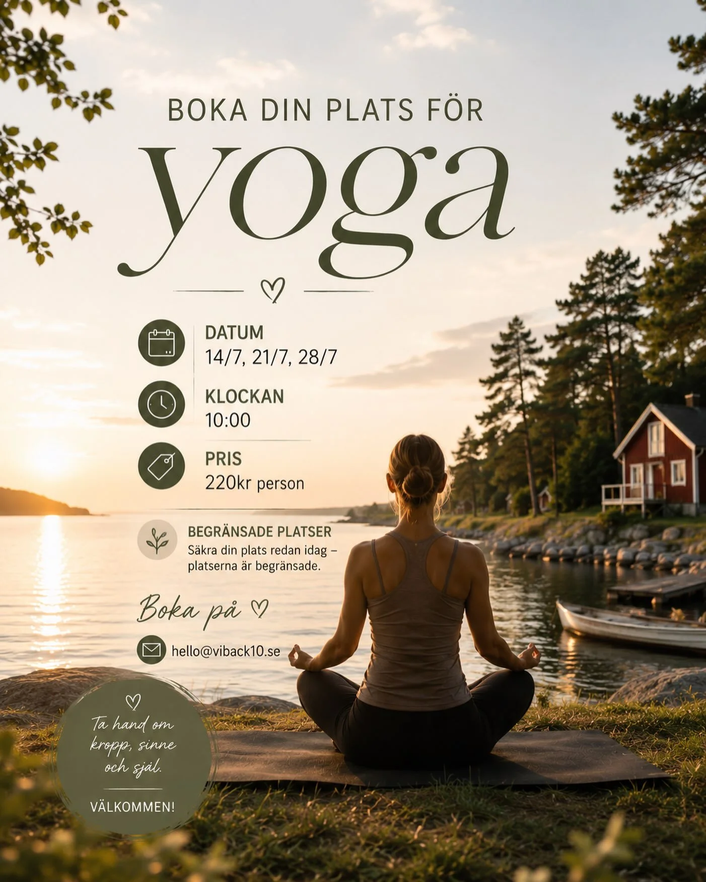 V&auml;lkommen till yoga vid havet ✨Tre tillf&auml;llen i juli, begr&auml;nsat antal platser.