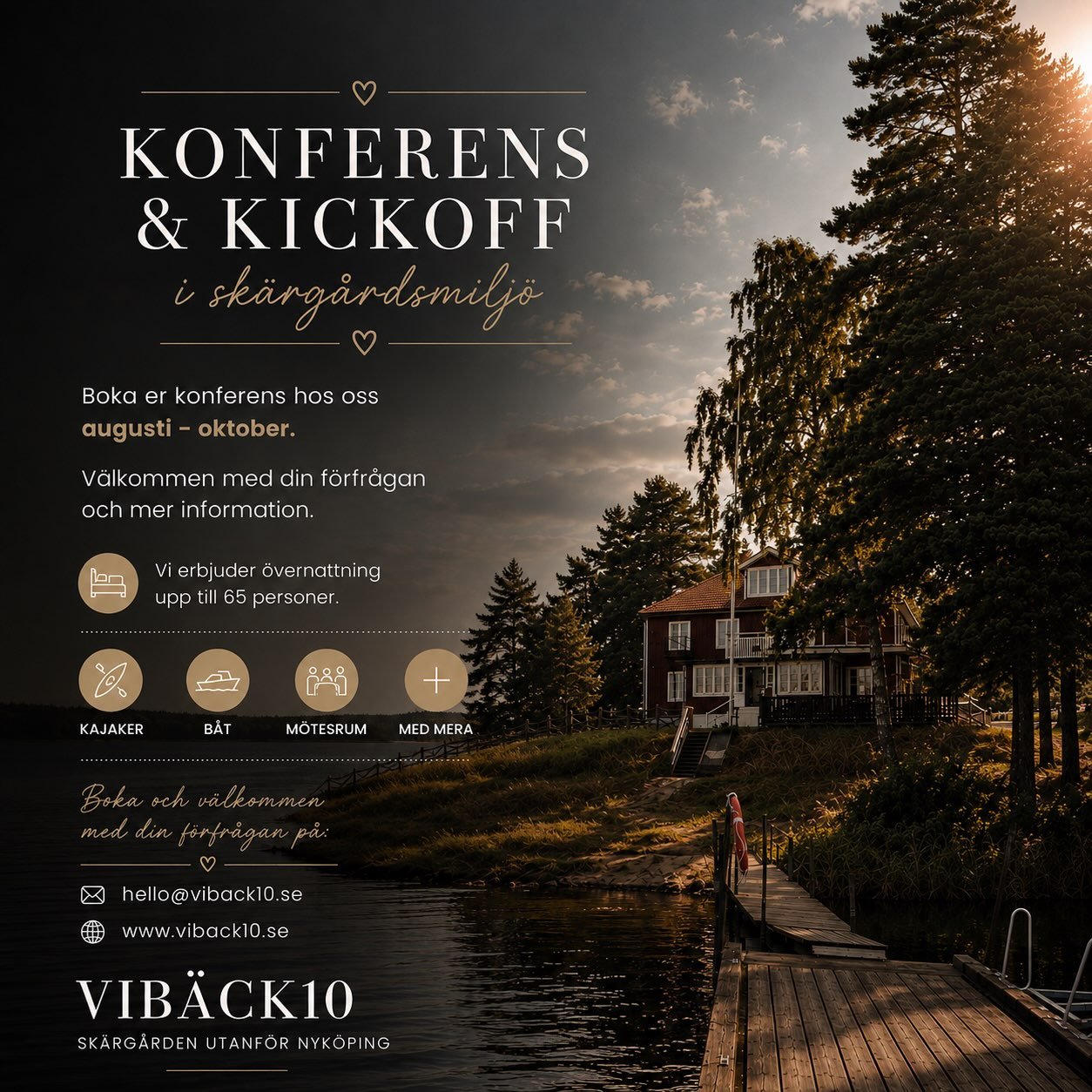 Boka din konferens hos oss. V&auml;lkommen med din f&ouml;rfr&aring;gan p&aring; hello@viback10.se