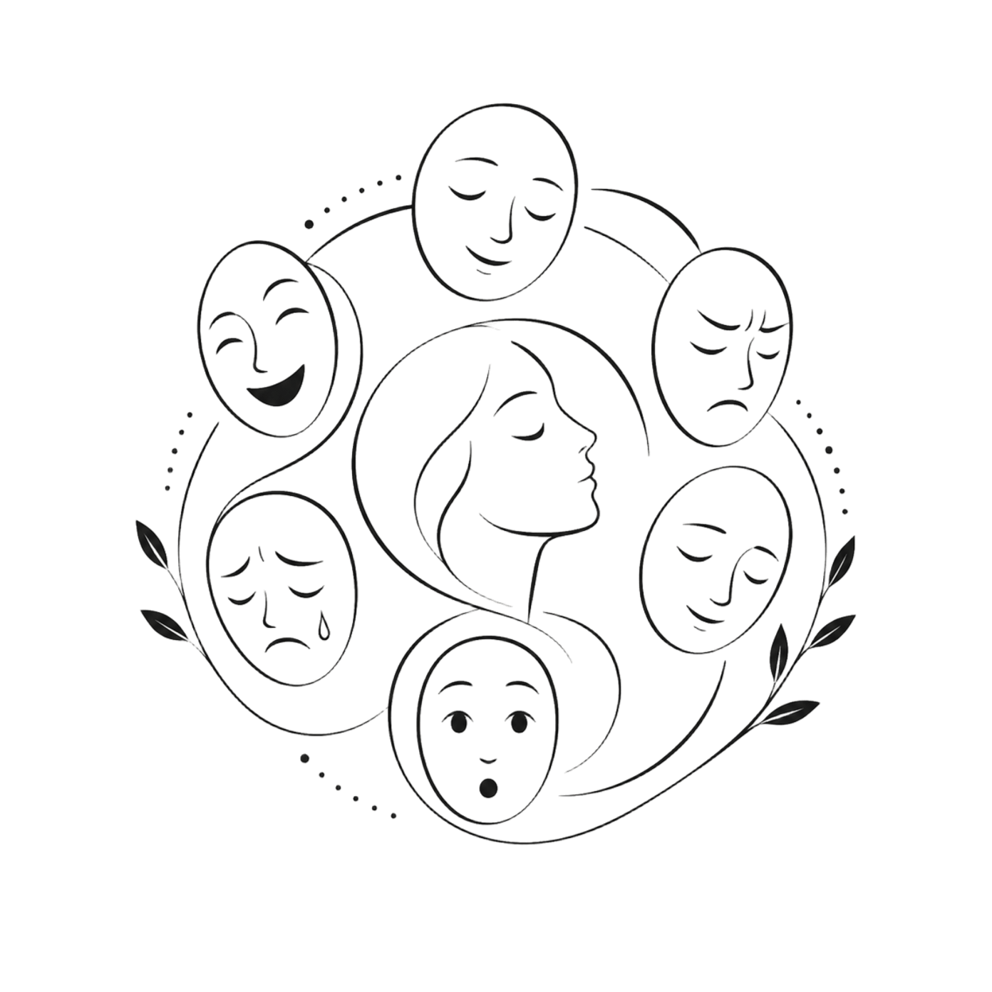 une femme avec de multiples émotions