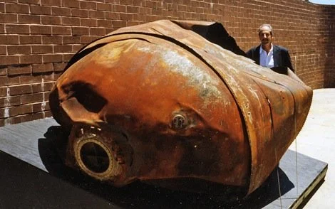 Stainless Steel propellant tank from a Delta II rocket that landed on a farm near Georgetown, Texas in 1997