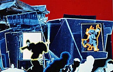 A stage with performers and an audience watching a show or performance.