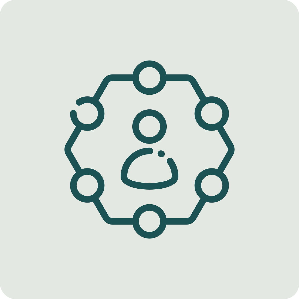 Outline of a person with connected loops forming a network around them, representing networking or connection concepts.