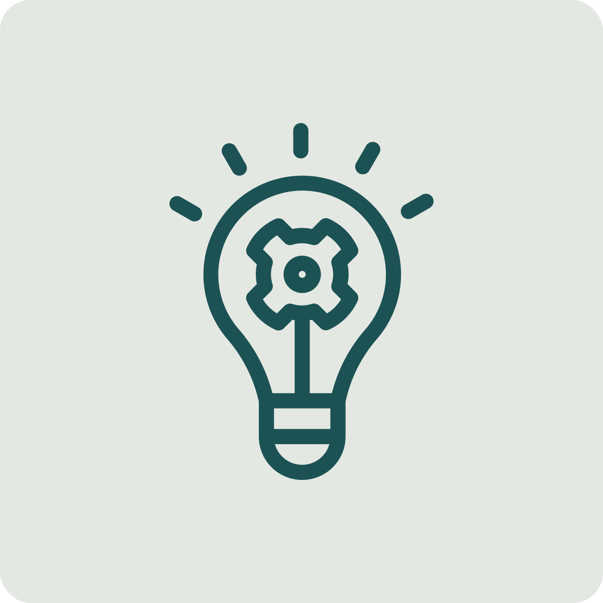 An illustration of a light bulb with a gear inside, symbolizing ideas and innovation.