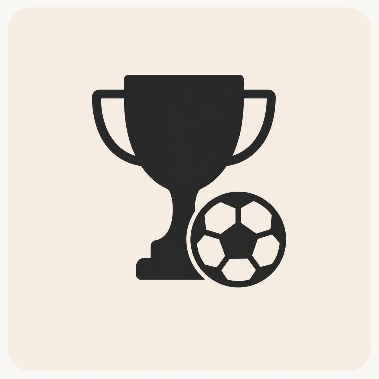 Silhouette of a trophy and a football.