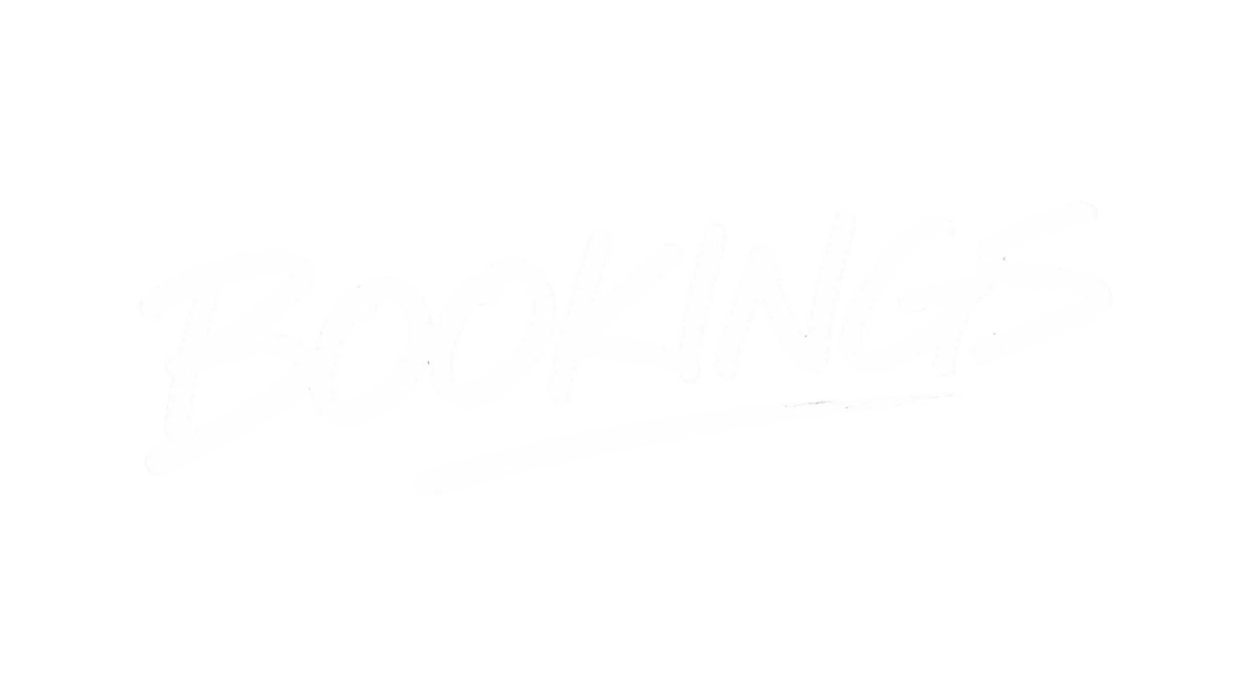 Bold white handwritten-style text on a black background reads 'BOOKING'.
