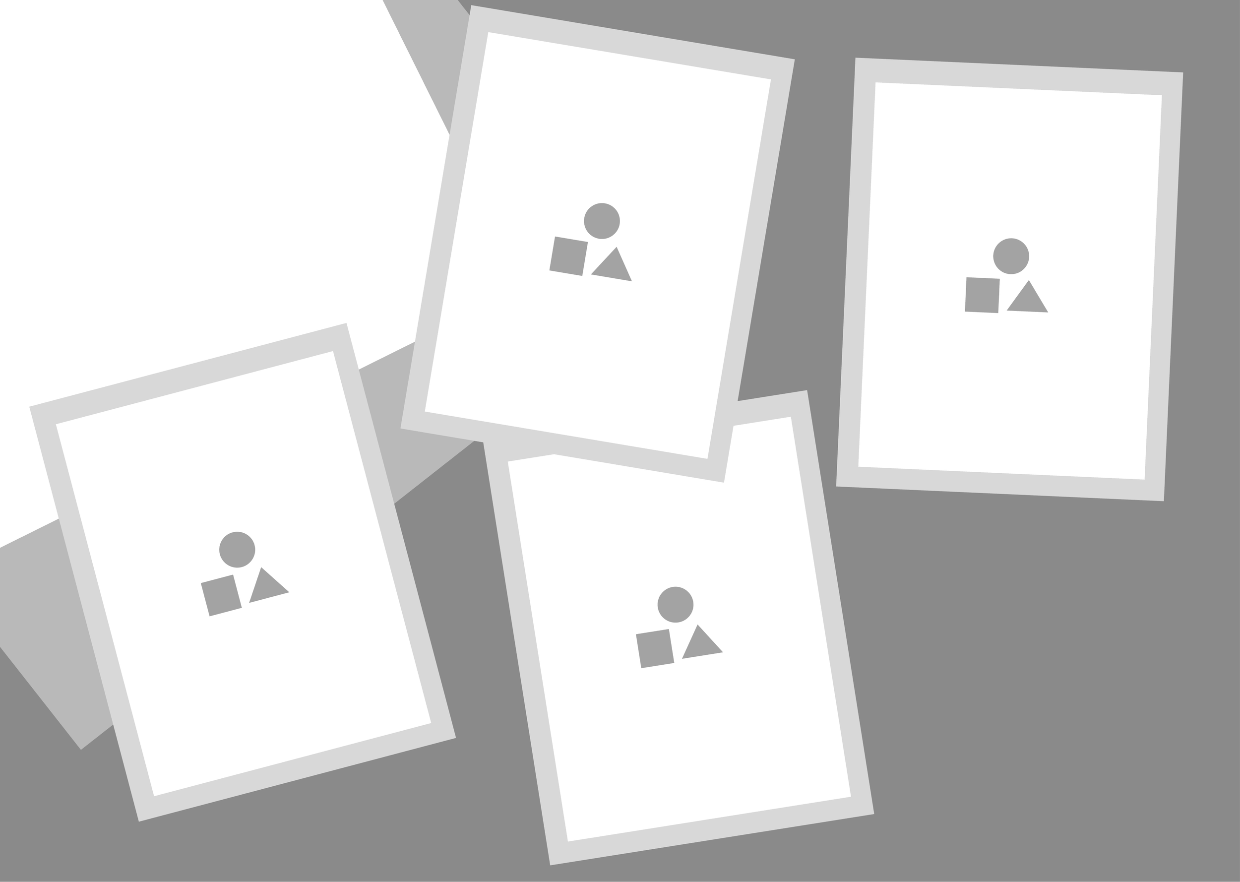 A collection of several color photos depicting abstract shapes and colors, with some photos featuring a simple geometric figure.