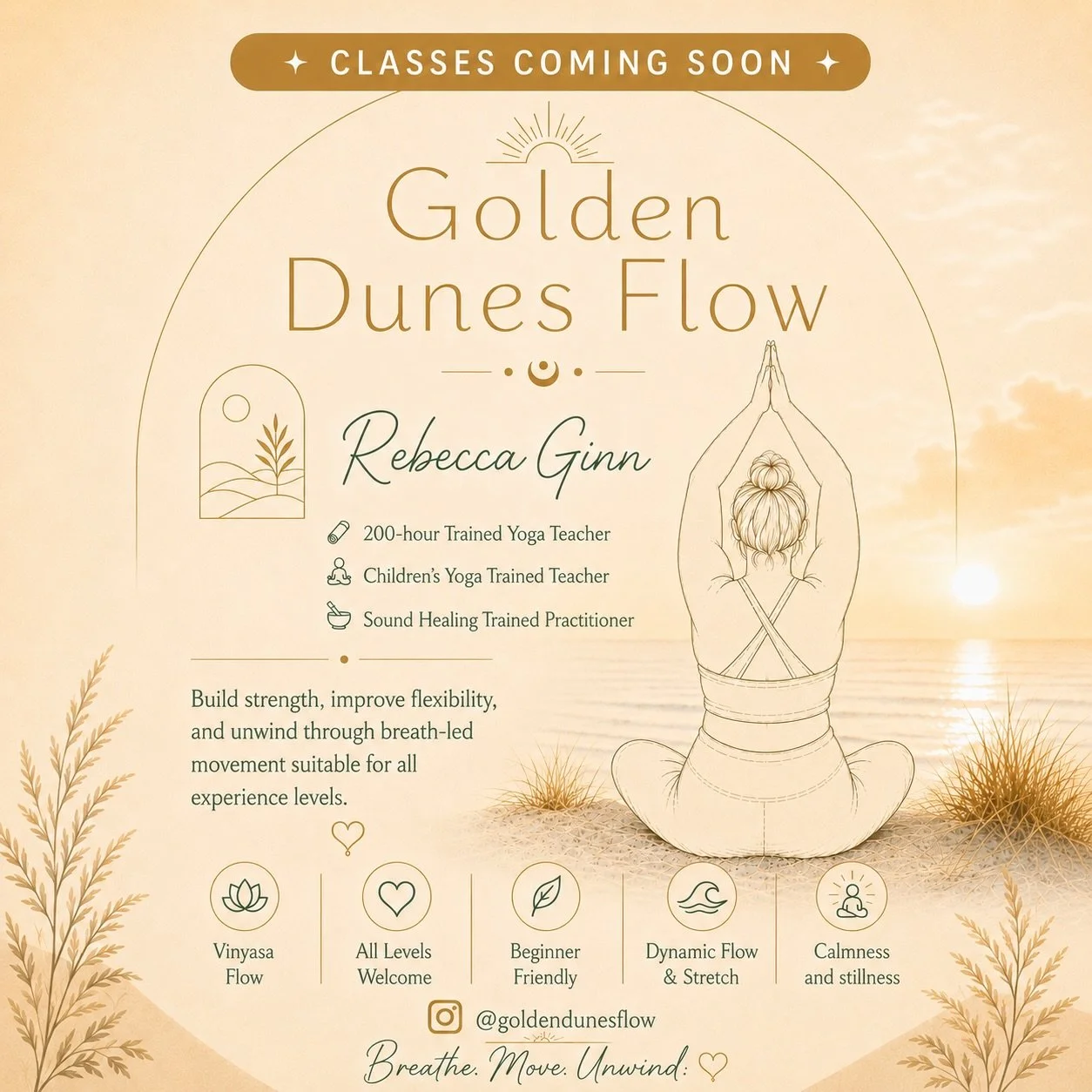 A gentle space to breathe, move and unwind together. 
🤍Yinyasa Flow Classes with sound healing 
🤍Mummy and Me Classes 
 🤍Coming soon 🤍

#GoldenDunesFlow #YinyasaFlow #MummyAndMeYoga #DubaiYoga MindfulMovement YogaForMums ComingSoon