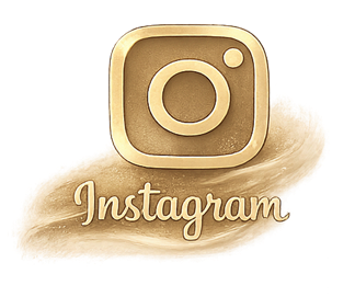 Instagram logo with a beige brushstroke background.