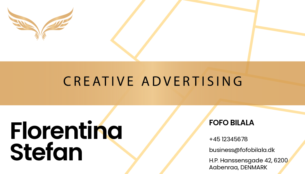 Exemple of Business card , with contact info including phone, address, website, and email and logo. Fofo Bilala Professional business card designs created to strengthen your business identity and provide a consistent brand experience.
