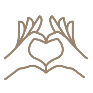 Illustration of two hands forming a heart shape with a smaller heart inside.