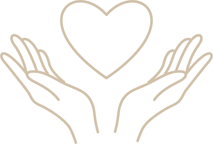 Two hands cupping a heart outline