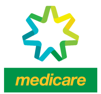 A colorful star-shaped logo with gradient shades of green, yellow, and blue, above a green rectangle with the word 'medicare' in yellow lowercase letters.