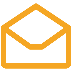 An outline of an envelope in black and gold colors.