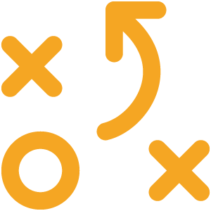 A diagram of a tic-tac-toe game with X's and O's and arrows showing game moves.