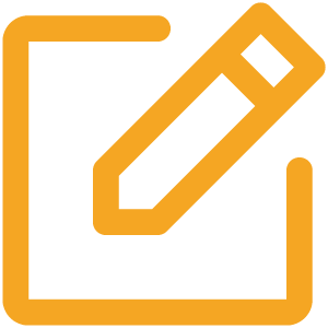 Icon of a pencil writing within a square outline