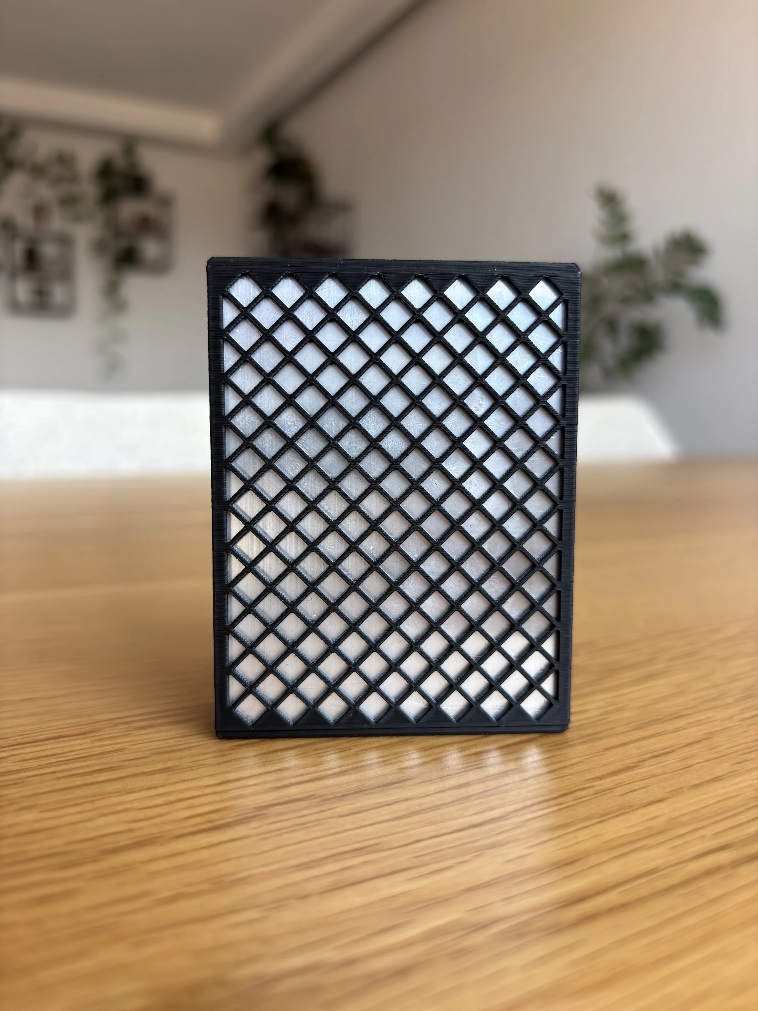 Top view of TravelWatt showing its diamond-lattice enclosure