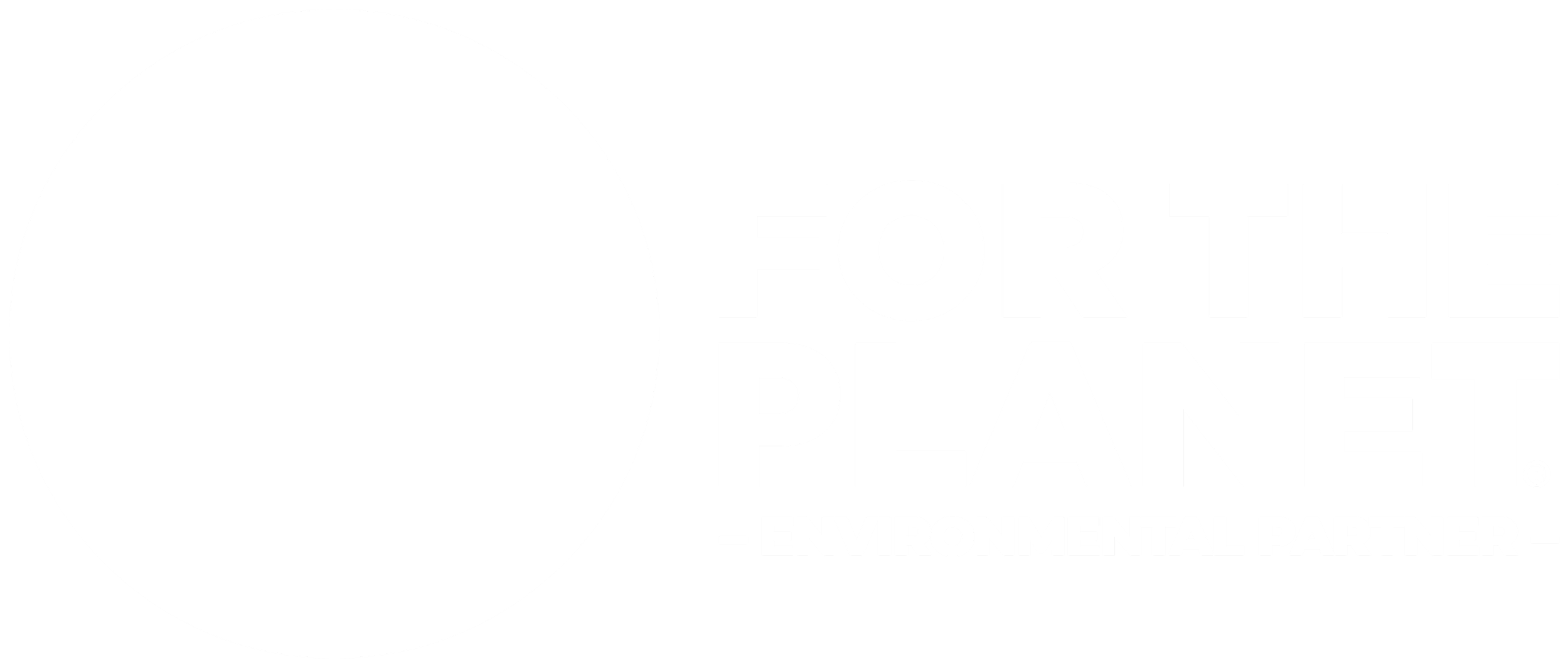 Fortnite Planet logo with a large white circle and black background, featuring the text 'FORTNITE PLANET' and 'ENVIRONMENTAL PARTNER' in white letters.