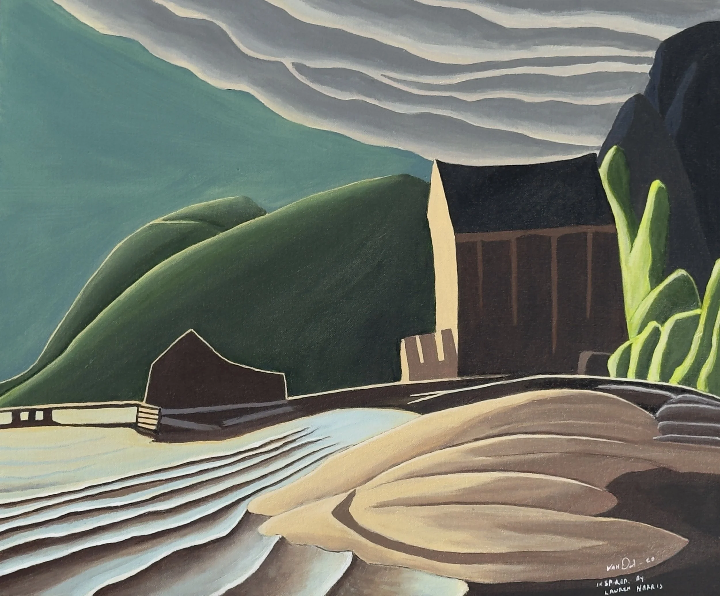 Ice House, Coldwell, Lake Superior - inspired by Lauren Harris - acrylic on canvas 