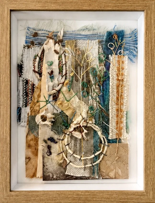SOLD - Bark and Bone, 2026
Abstract Botanical textile collage
6.5 x 8.5 x 2 deep