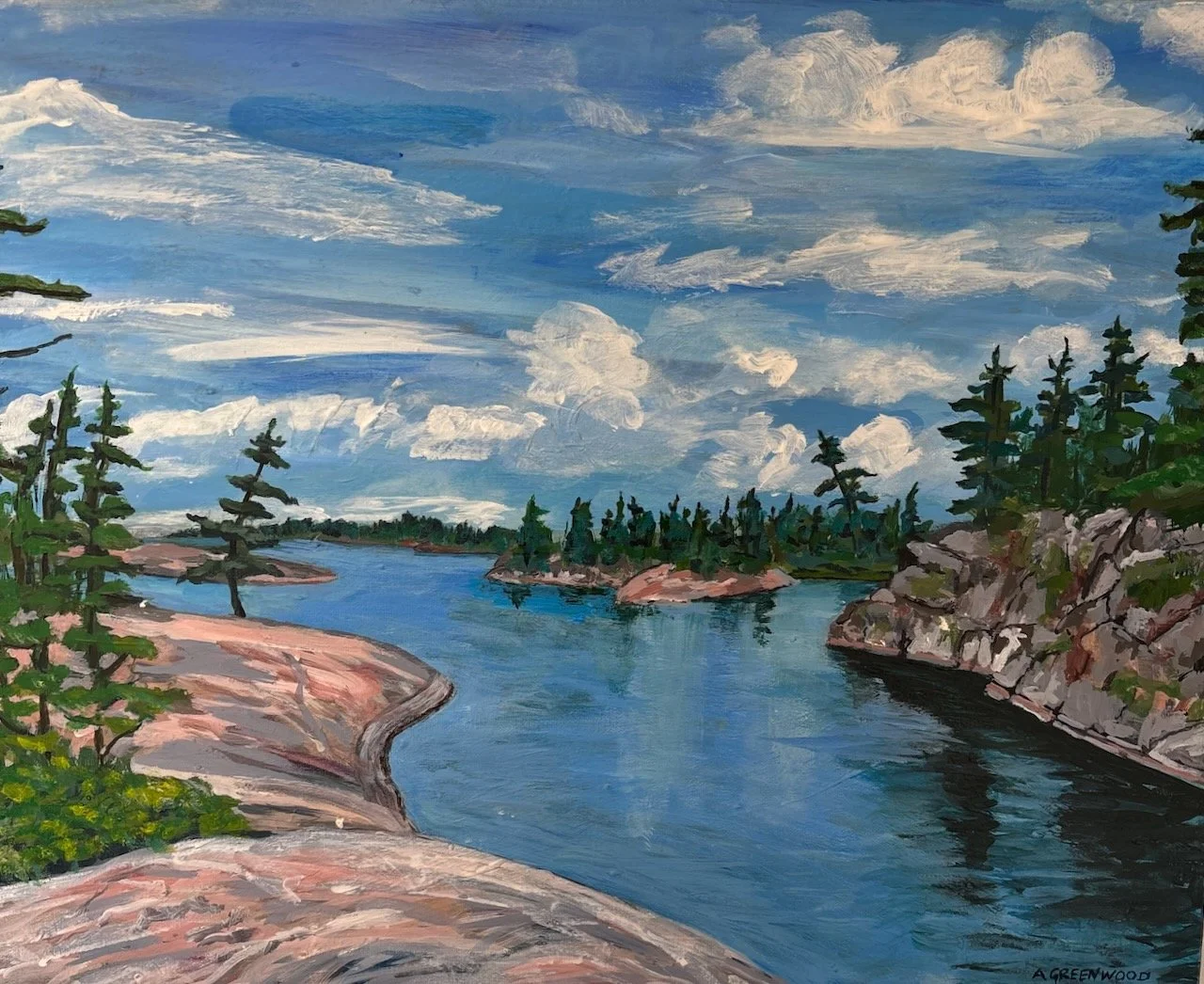 The French River - acrylic on canvas 
12 x 16 framed 