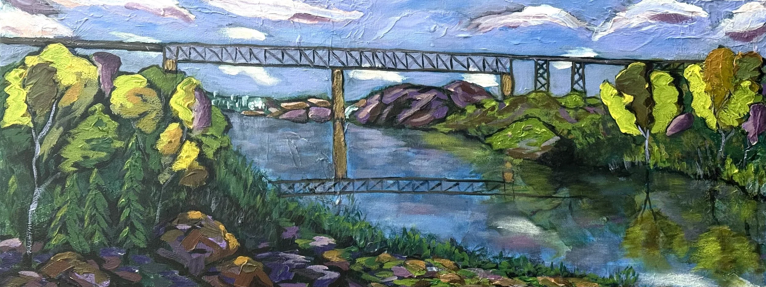 Tressle Bridge - acrylic on Canvas - 
36 x 18 
