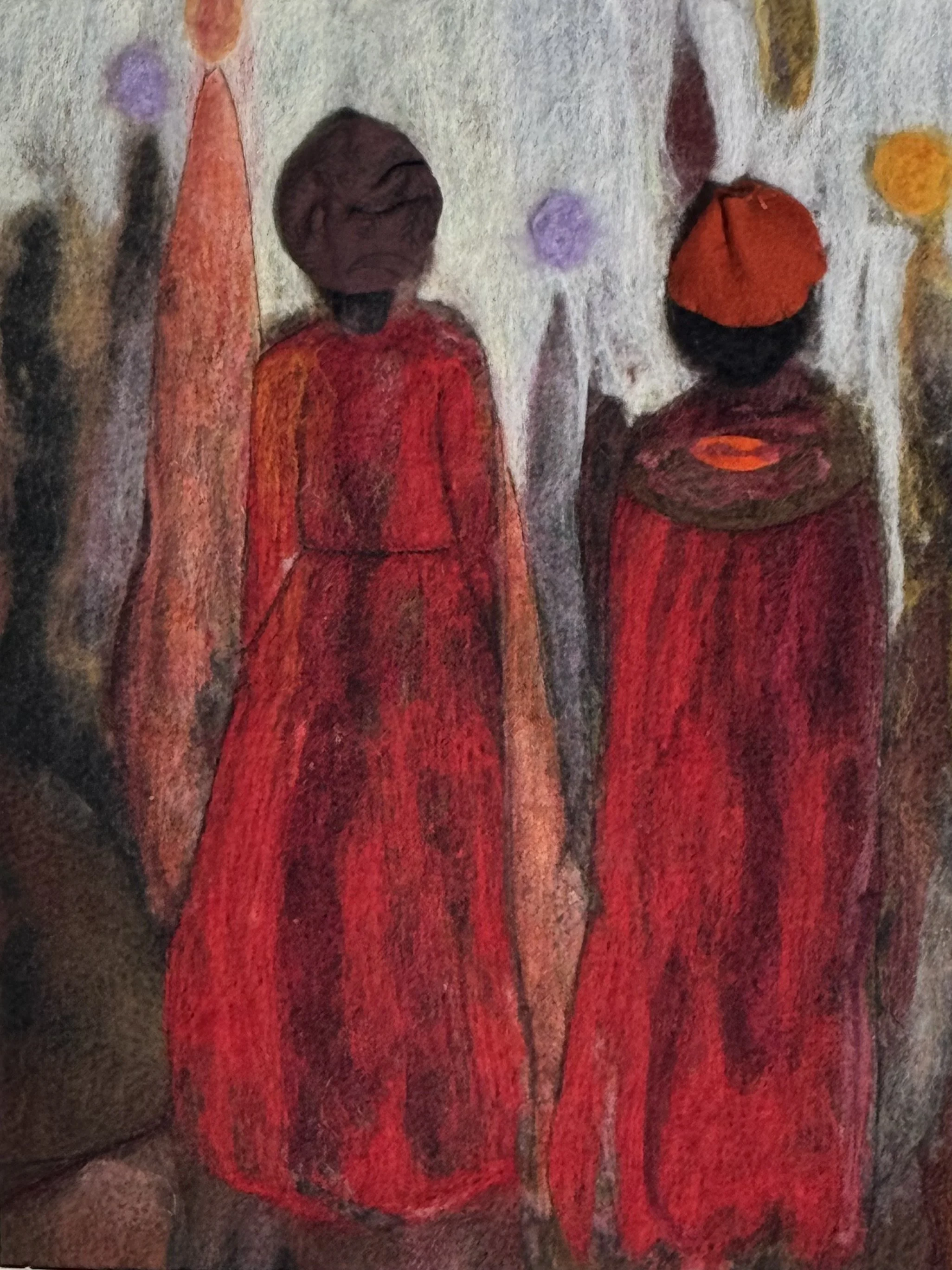 Ladies - Fibre Art -  13 x 15.25  -framed - 
needle felting - 