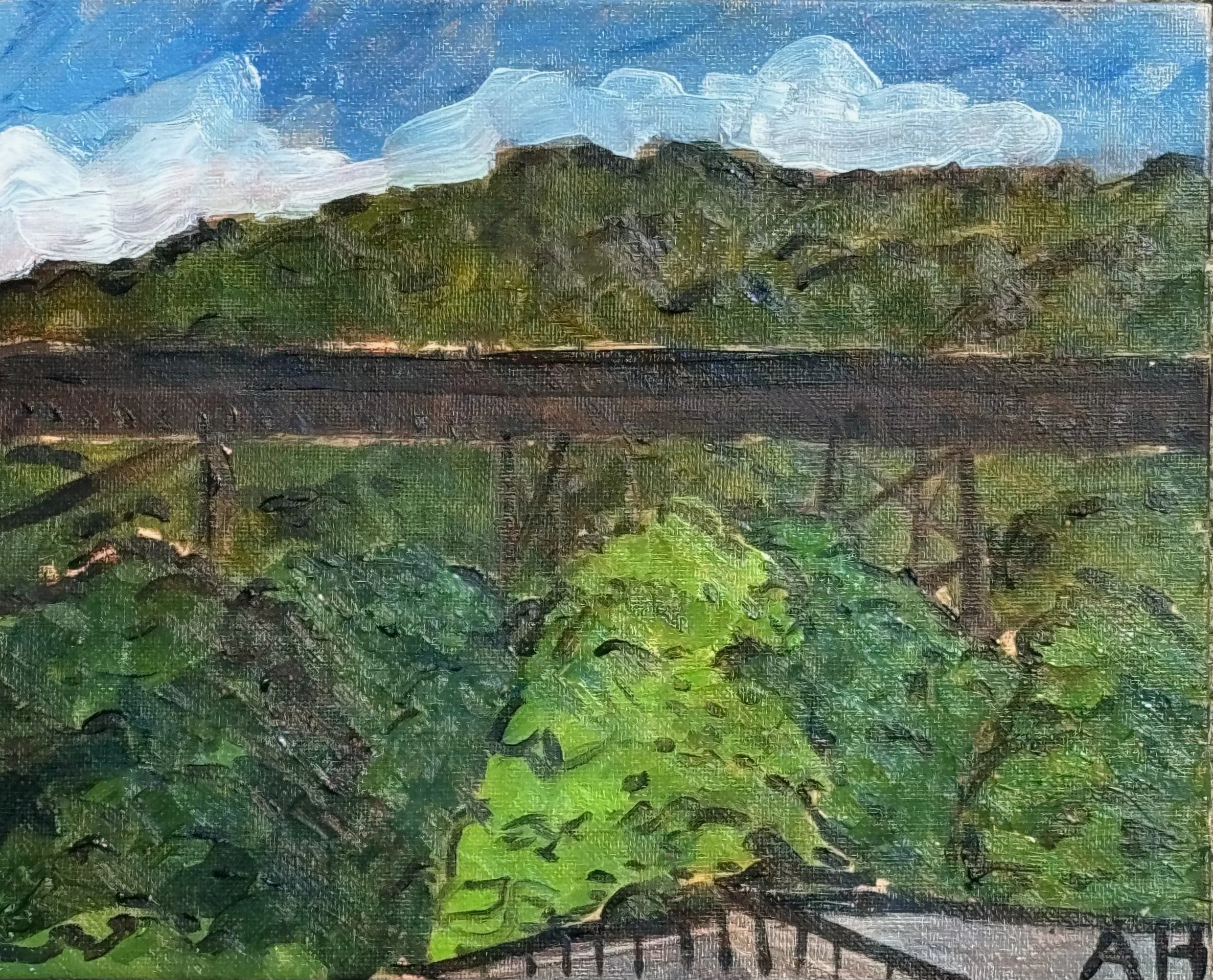 Trestle Bridge, Parry Sound, en plain air 
8 x 10 oil on canvas board 