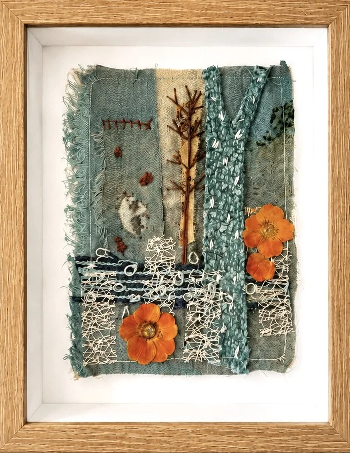 Perennial, 2026
Abstract Botanical textile collage
6.5 x 8.5 x 2 deep