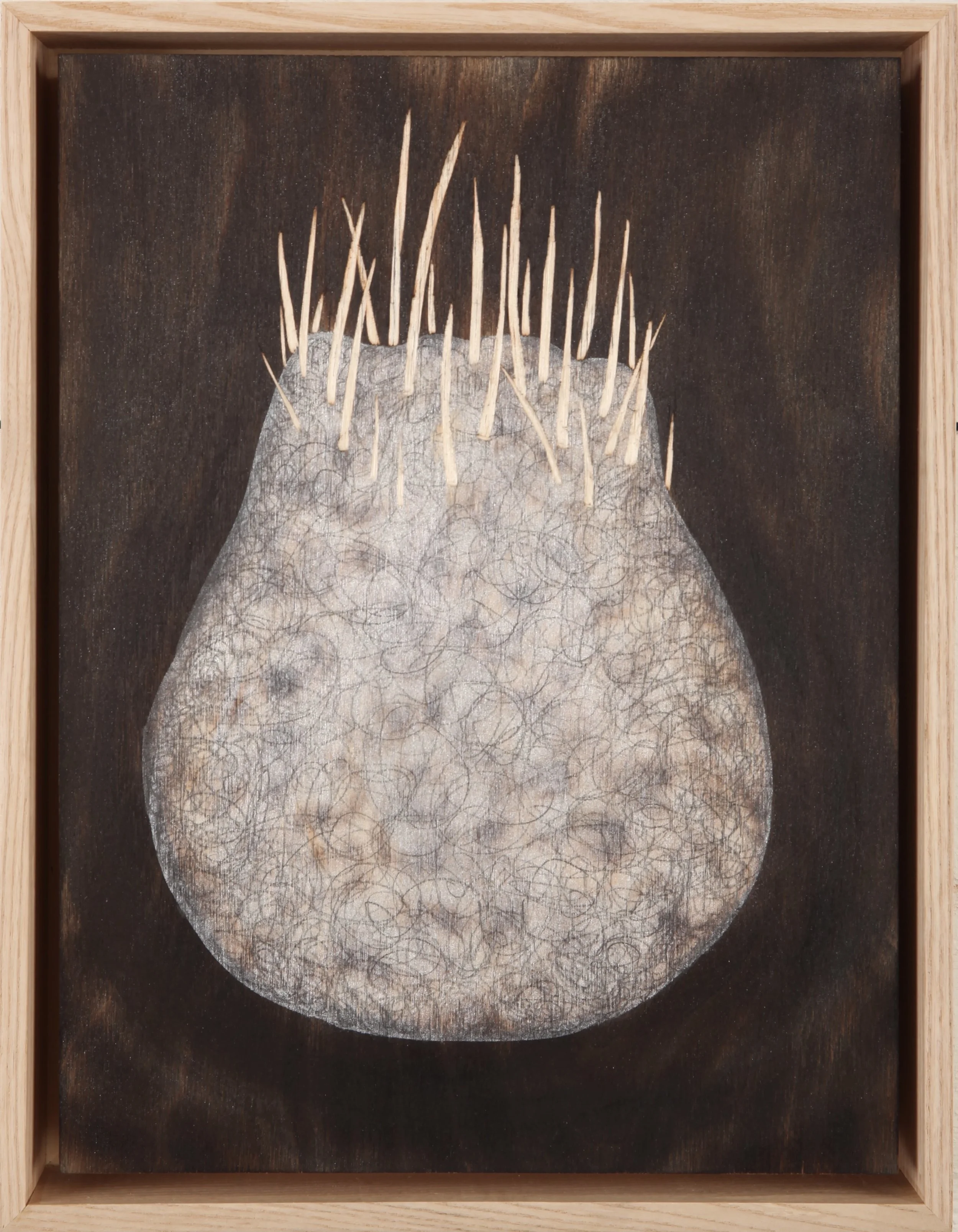 Hooked on Propagation
Fire, graphite, metallic pigment, carving
12 x 9”
