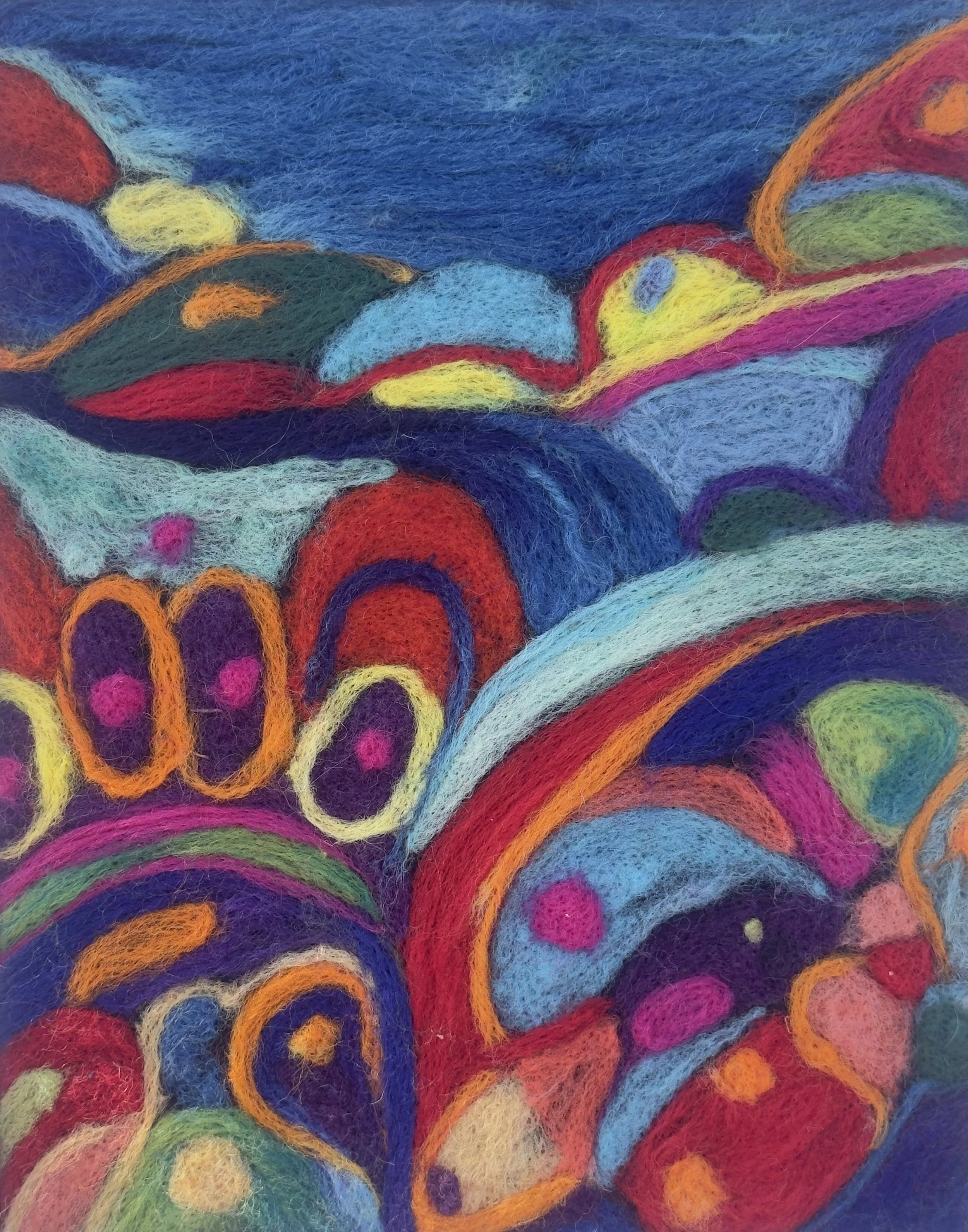 Finding the Way  - 12 x 15.5 -  Framed - 
Fibre Art - needle felted 