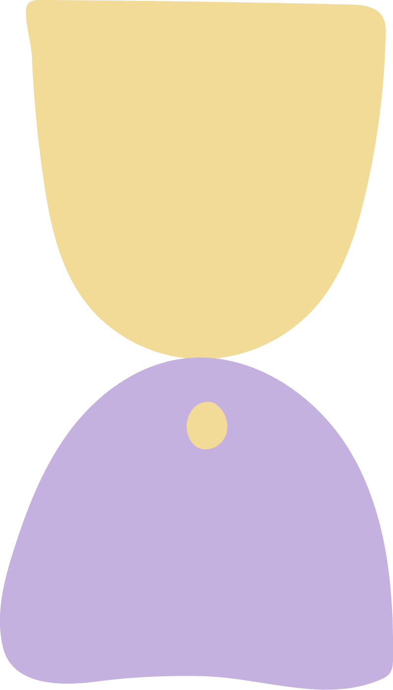 Eine Wanduhr illustriert in Lila und Gelb.