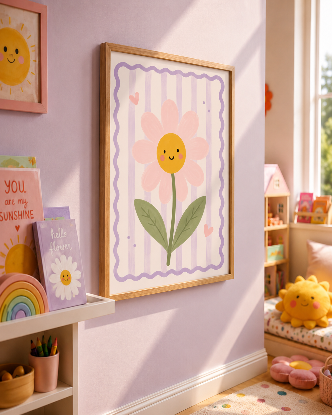 Smiling Flower scandi wall print