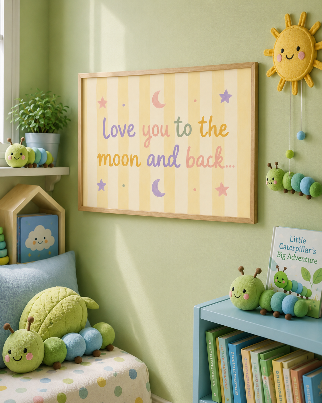love you to the moon and back nursery playroom wall print