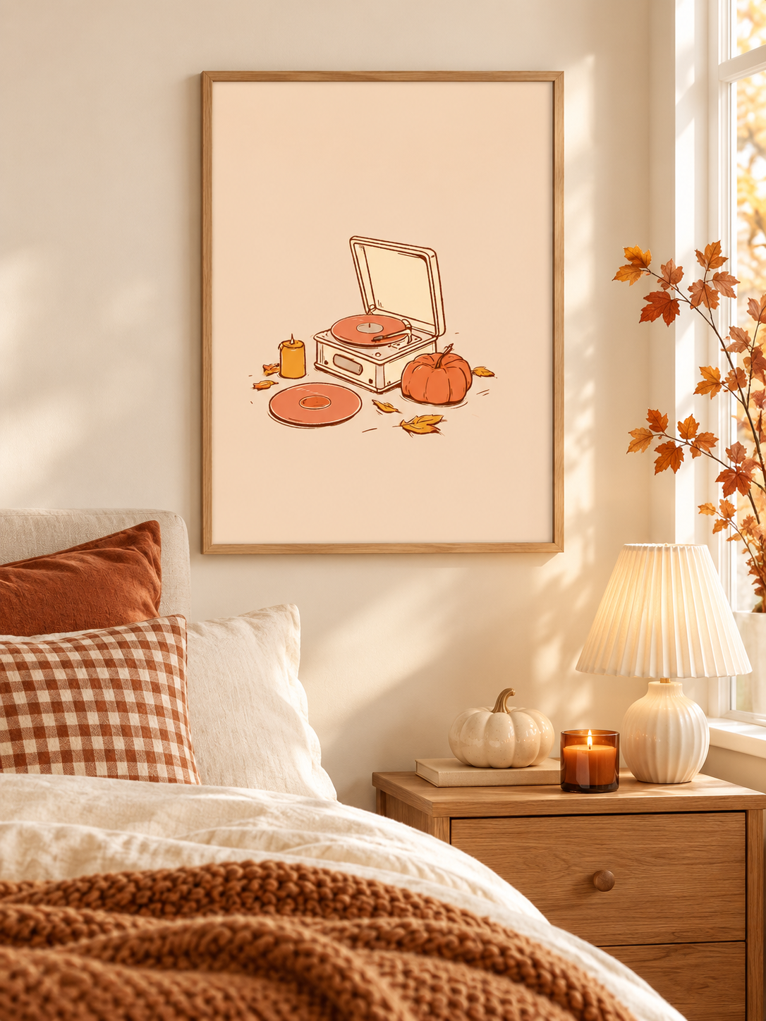 Cozy autumn record player bedroom artwork.png
