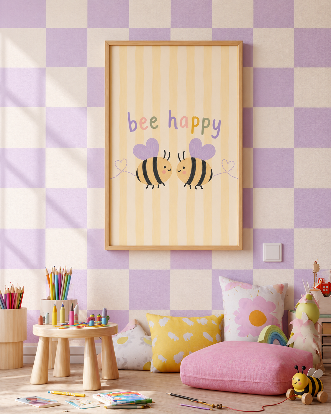 bumble bee nursery playroom wall print