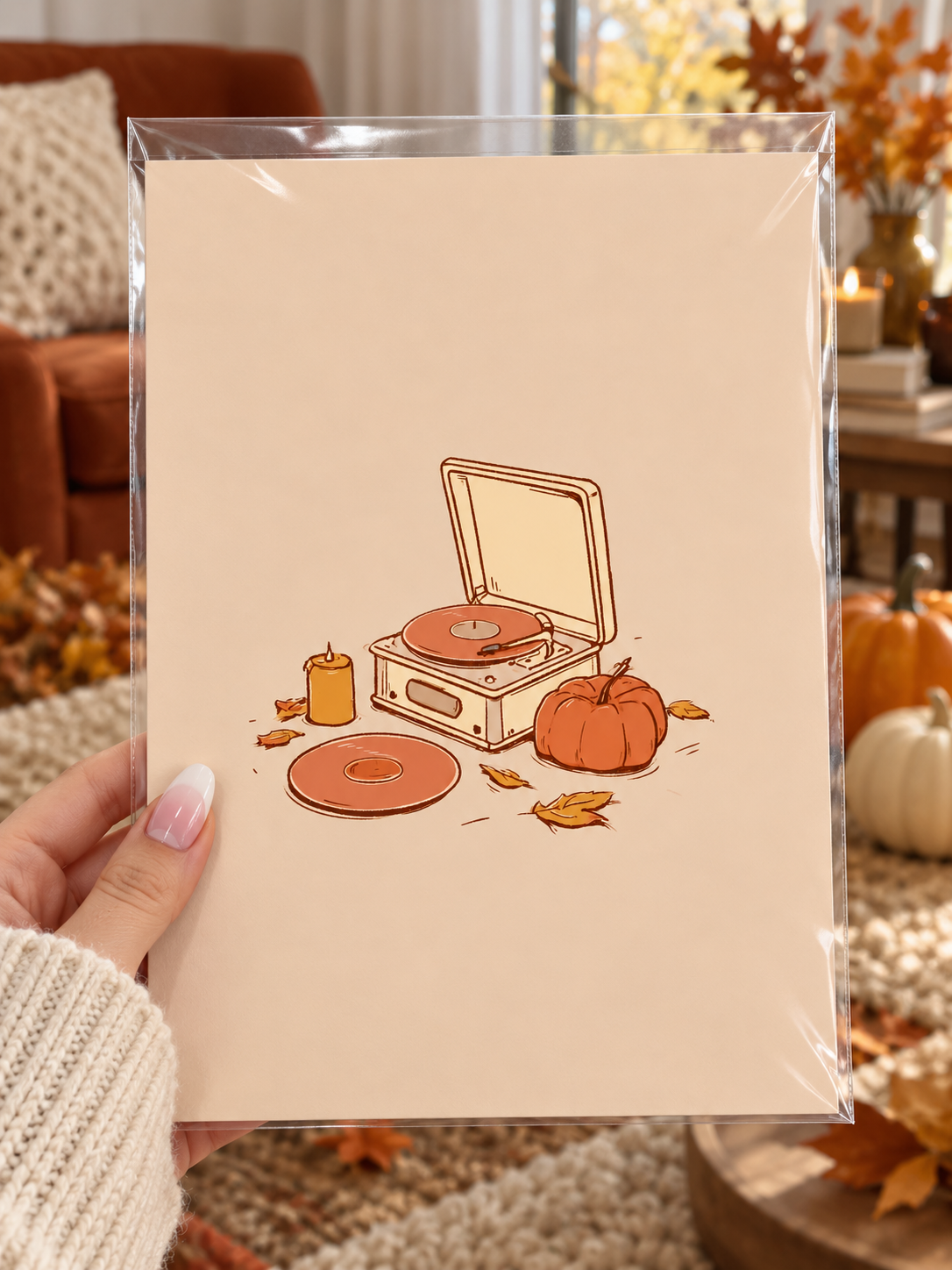 Autumn record player print in cellophane.png