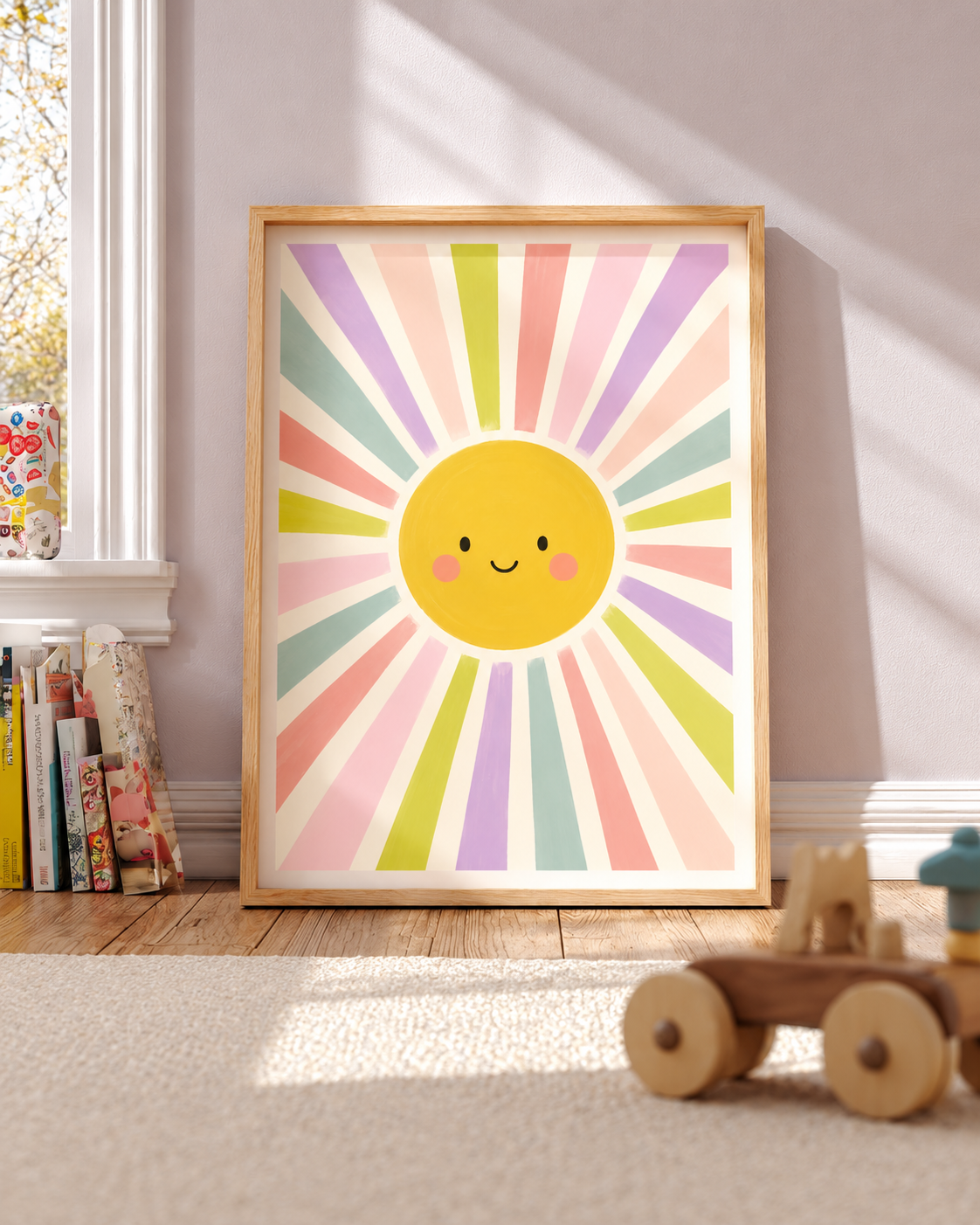 Rainbow sunshine wall print