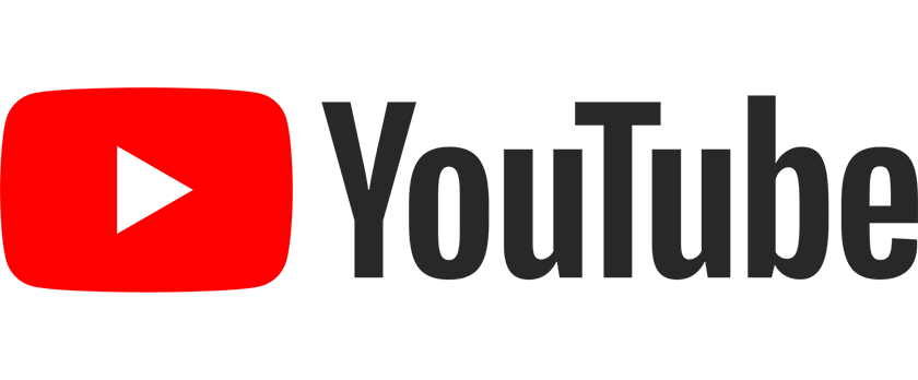 YouTube logo with a red play button to the left of the black text 'YouTube'.