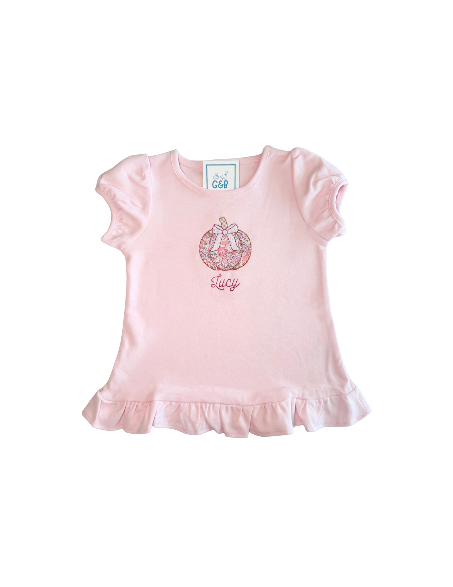 Girls’ Floral Pumpkin Appliqué Tee