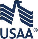 USAA logo with stylized stripes and an eagle silhouette