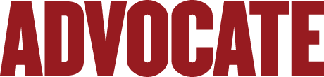 The logo  of ADVOCATE magazine in large, bold, red capital letters.