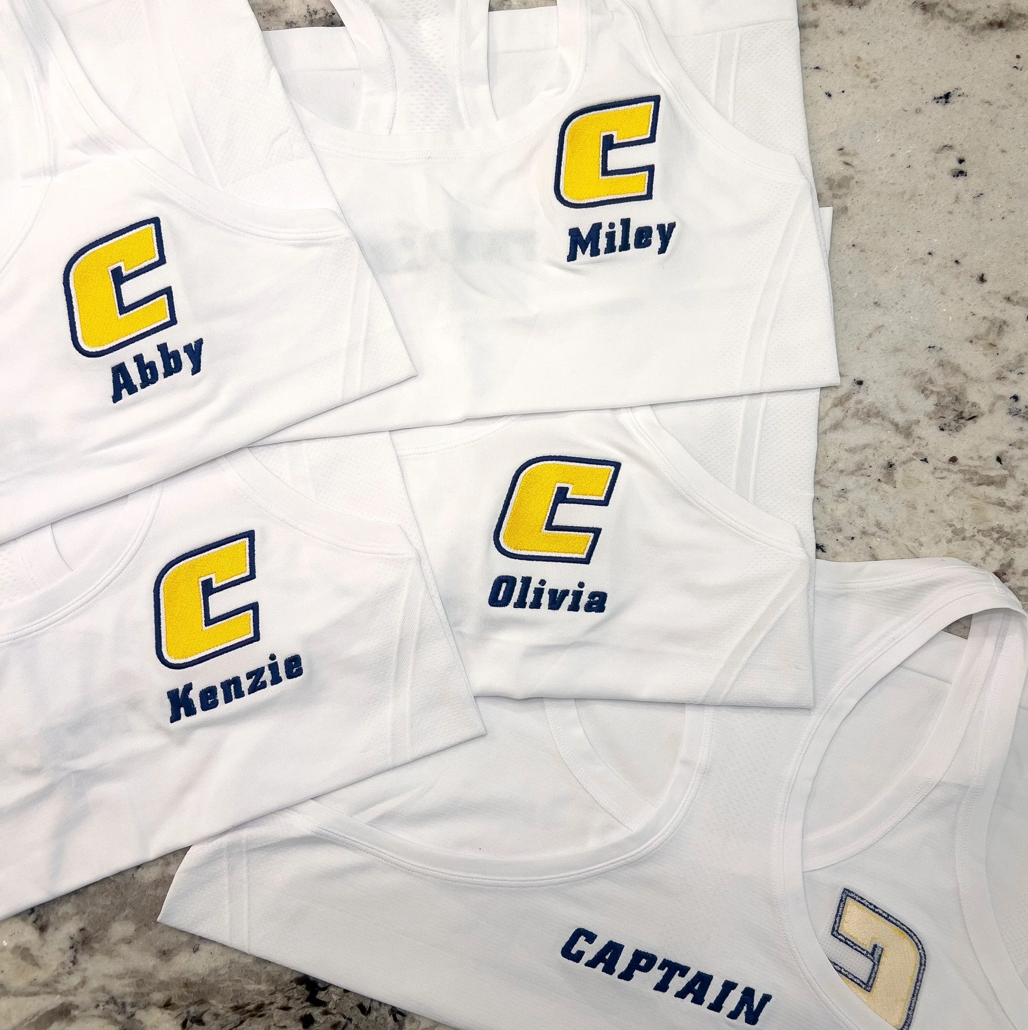 One team, five personalized jerseys ⚡ Every name stitched on by hand, right down to the captain's patch. Nothing beats seeing a whole roster ready for game day. Want your team's name on the front? Send us a DM &mdash; we'll get you outfitted before t