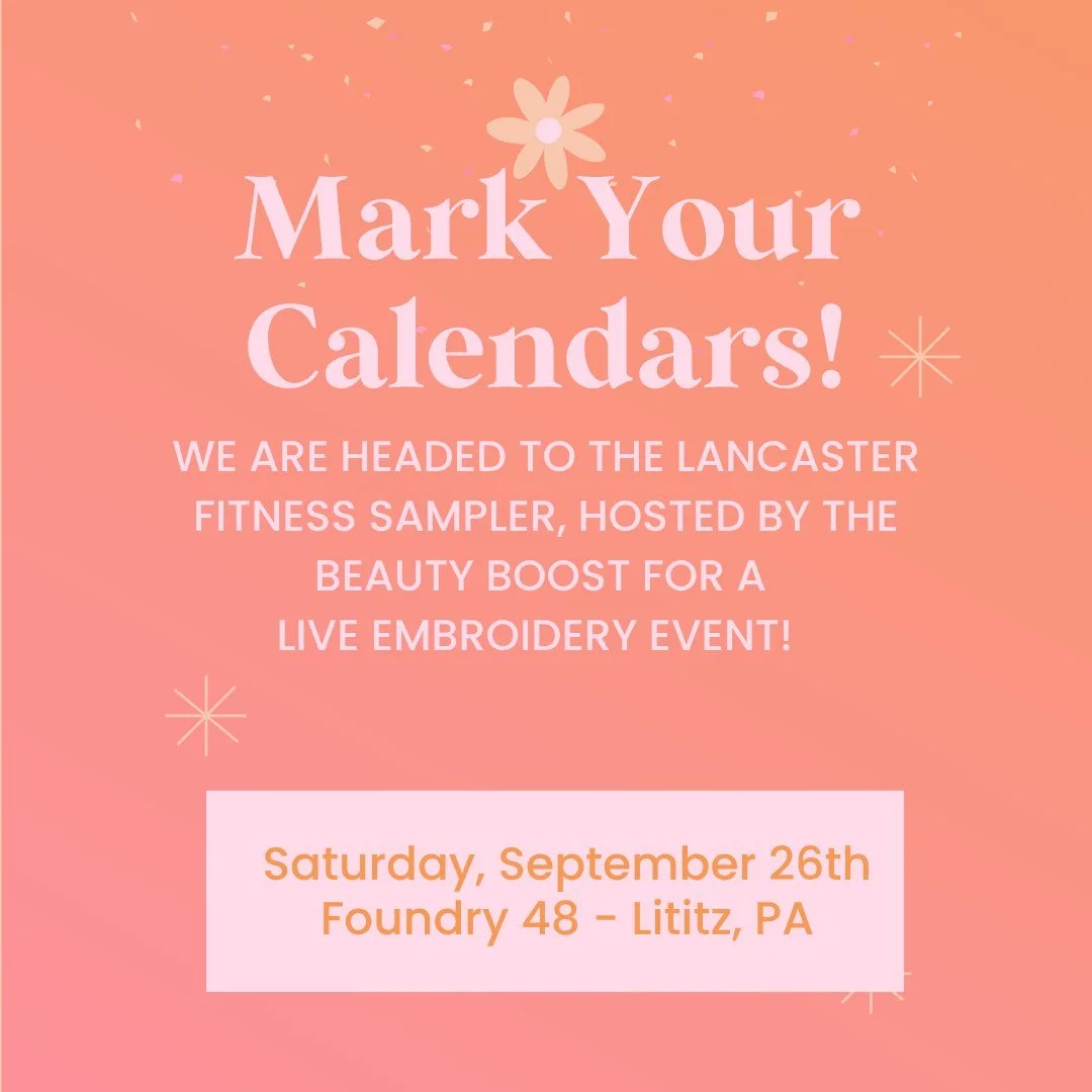 Countdown begins today!!! 7 Days until the Fitness Sampler by The Beauty Boost!  We will have tanks, grippy sock, totes and more that we will be embroidering live on site! Can't wait to see you there!