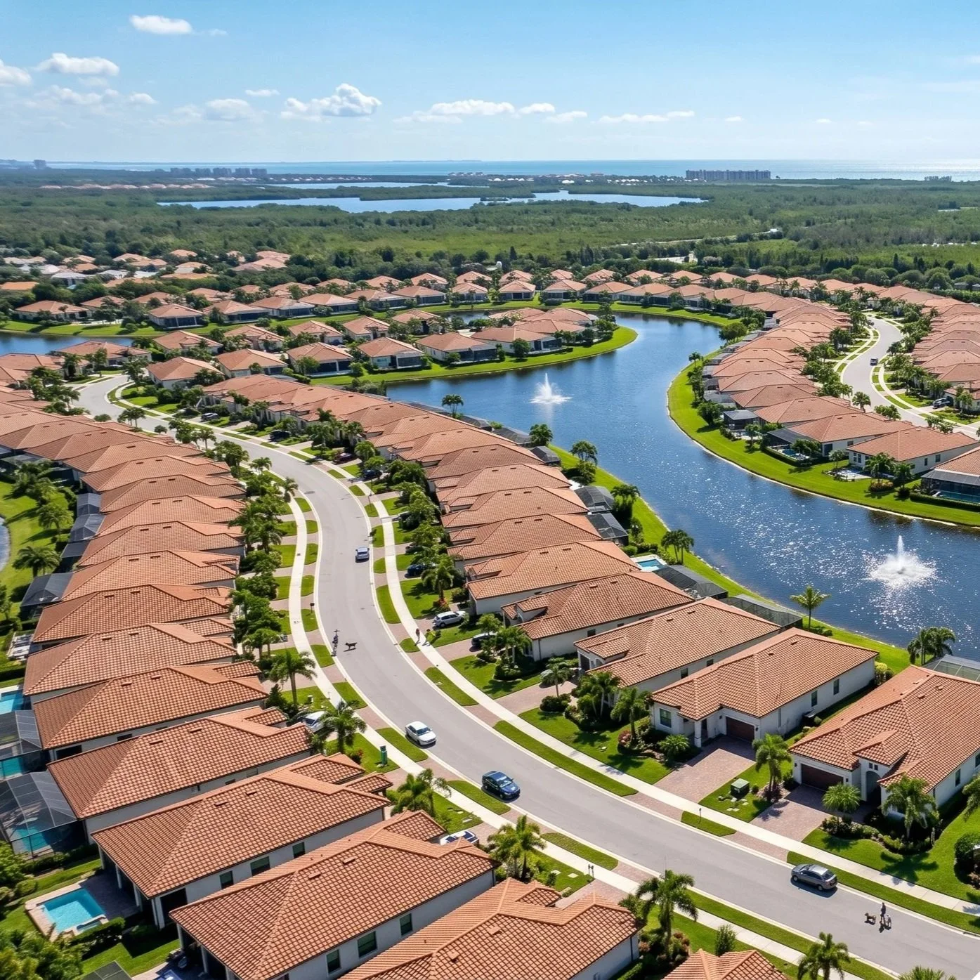Residential communities in Estero, Florida served by Corkscrew Home Watch along the Corkscrew Road corridor.