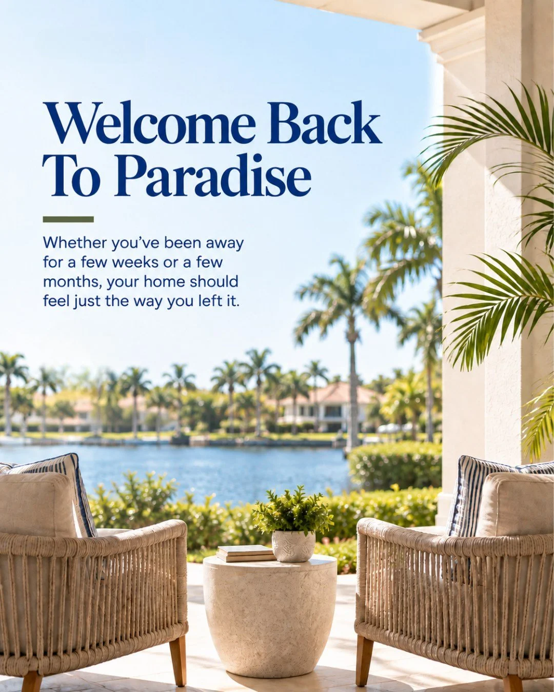 Welcome back to paradise! 🌴☀️

After being away for a few weeks&mdash;or a few months&mdash;it&rsquo;s worth taking a closer look around your Florida home. From ceilings and plumbing areas to the garage, HVAC, pool equipment, and exterior, small vis