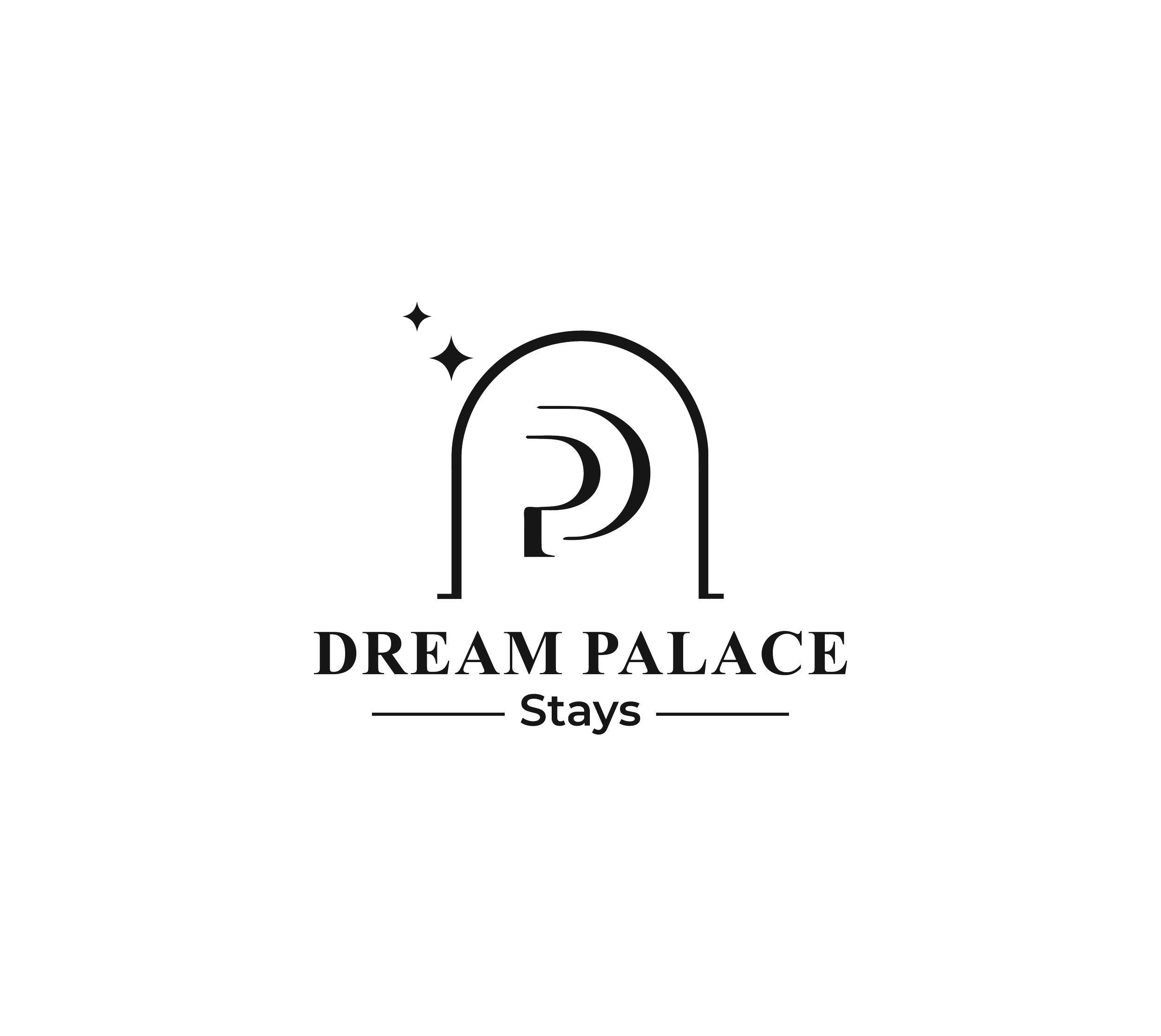 A logo for Dream Palace Stays featuring a stylized moon, stars, and the text 'Dream Palace Stays'.